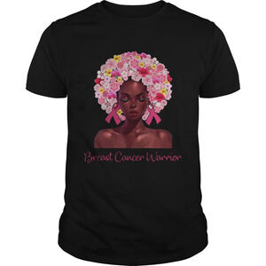 Breast Cancer Warrior Black Women Floral Hair Shirt